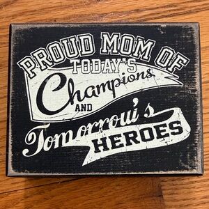 Sports Wood Block Black and White Inspirational Wall Art 3x5 inches